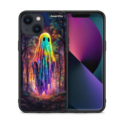 Θήκη iPhone 13 Mini Halloween Ghost από τη Smartfits με σχέδιο στο πίσω μέρος και μαύρο περίβλημα | iPhone 13 Mini Halloween Ghost case with colorful back and black bezels