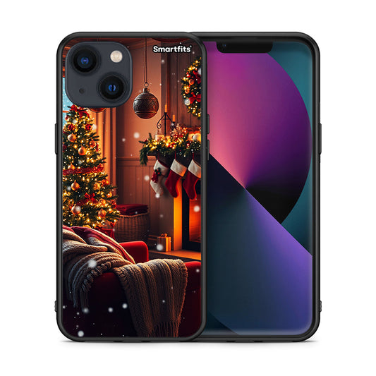 Θήκη iPhone 13 Mini Home For Christmas από τη Smartfits με σχέδιο στο πίσω μέρος και μαύρο περίβλημα | iPhone 13 Mini Home For Christmas case with colorful back and black bezels