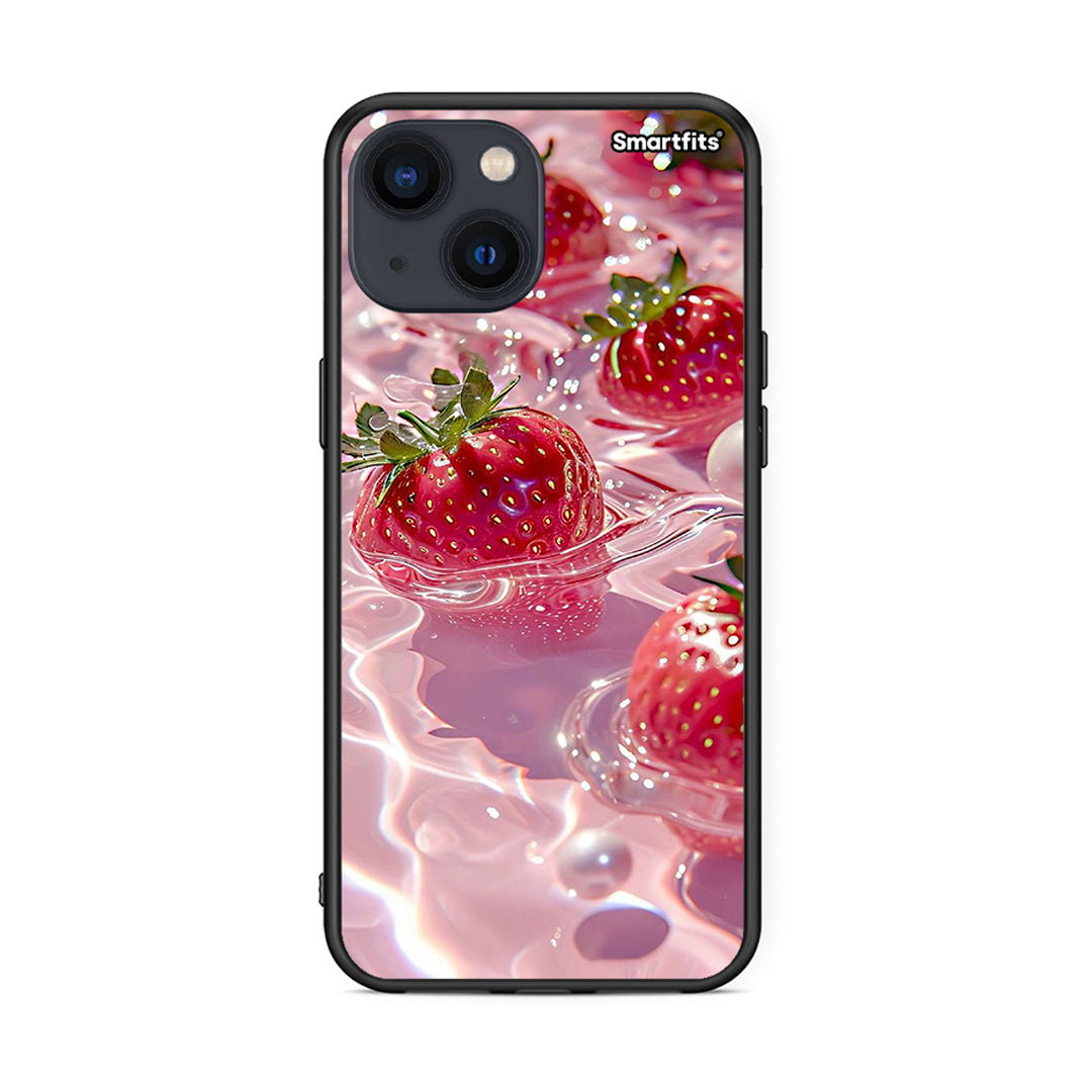 iPhone 13 Mini Juicy Strawberries θήκη από τη Smartfits με σχέδιο στο πίσω μέρος και μαύρο περίβλημα | Smartphone case with colorful back and black bezels by Smartfits