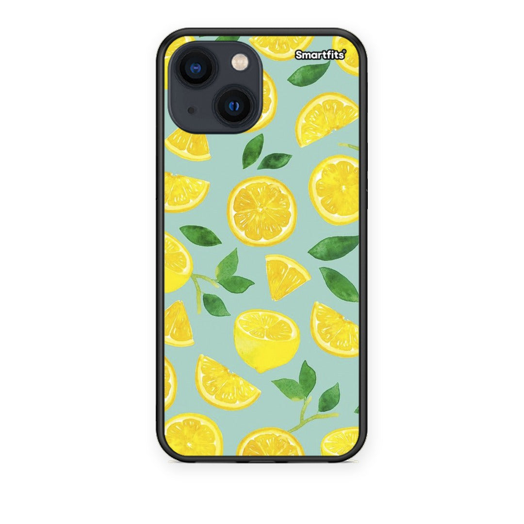 Θήκη iPhone 13 Mini Lemons από τη Smartfits με σχέδιο στο πίσω μέρος και μαύρο περίβλημα | iPhone 13 Mini Lemons case with colorful back and black bezels