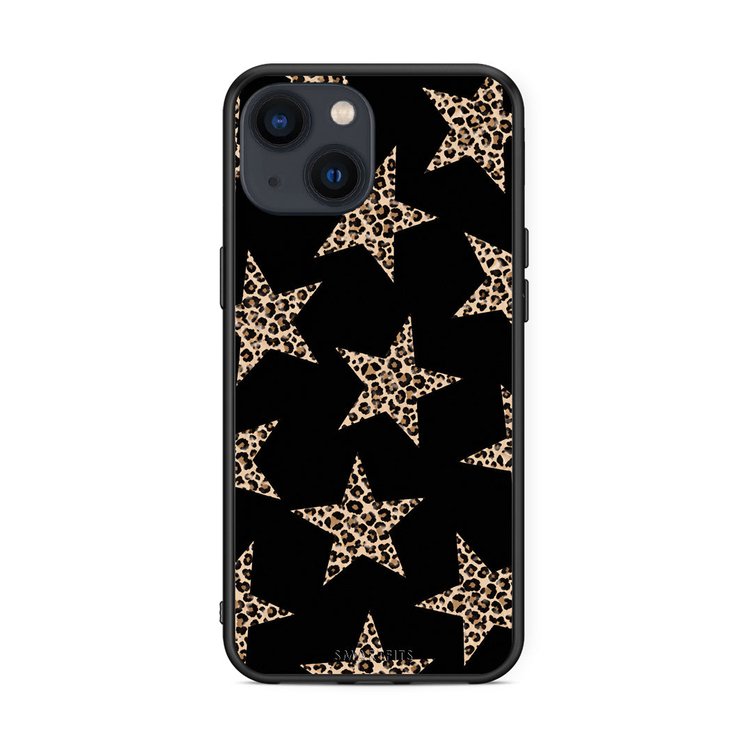 Θήκη iPhone 13 Leopard Stars on Black από τη Smartfits με σχέδιο στο πίσω μέρος και μαύρο περίβλημα | iPhone 13 Leopard Stars on Black case with colorful back and black bezels