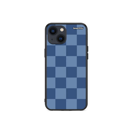 Θήκη iPhone 13 Mini Denim Blue Checkerboard από τη Smartfits με σχέδιο στο πίσω μέρος και μαύρο περίβλημα | iPhone 13 Mini Denim Blue Checkerboard case with colorful back and black bezels