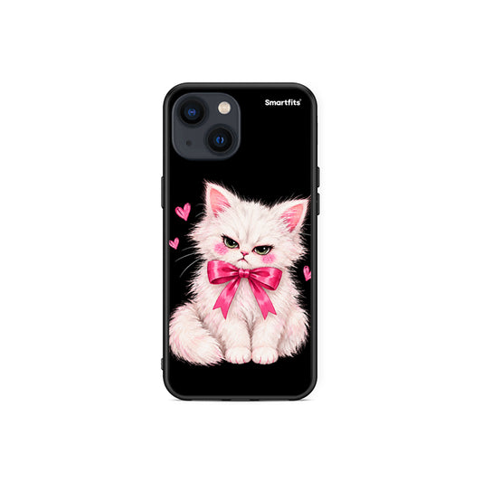 Θήκη iPhone 13 Mini Grumpy Party Kitten on Black από τη Smartfits με σχέδιο στο πίσω μέρος και μαύρο περίβλημα | iPhone 13 Mini Grumpy Party Kitten on Black case with colorful back and black bezels
