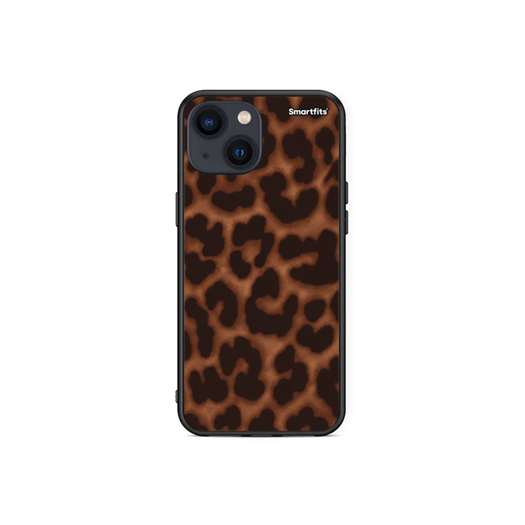 Θήκη iPhone 13 Mini Leopard Print Dark Brown από τη Smartfits με σχέδιο στο πίσω μέρος και μαύρο περίβλημα | iPhone 13 Mini Leopard Print Dark Brown case with colorful back and black bezels