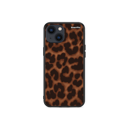 Θήκη iPhone 13 Mini Leopard Print Dark Brown από τη Smartfits με σχέδιο στο πίσω μέρος και μαύρο περίβλημα | iPhone 13 Mini Leopard Print Dark Brown case with colorful back and black bezels