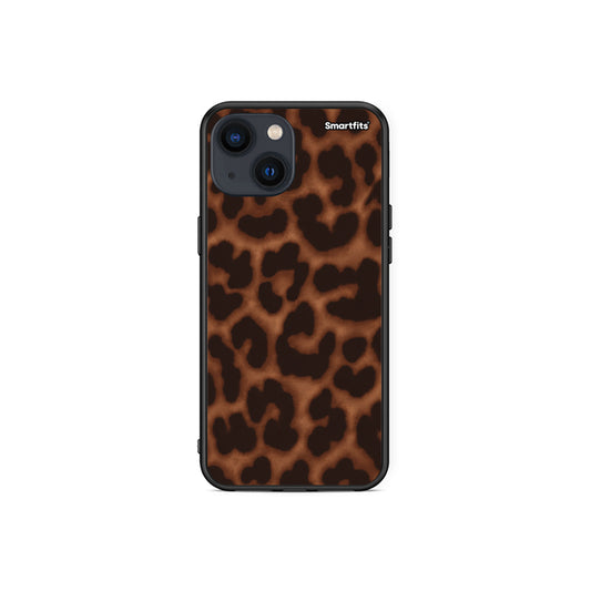 Θήκη iPhone 13 Mini Leopard Print Dark Brown από τη Smartfits με σχέδιο στο πίσω μέρος και μαύρο περίβλημα | iPhone 13 Mini Leopard Print Dark Brown case with colorful back and black bezels