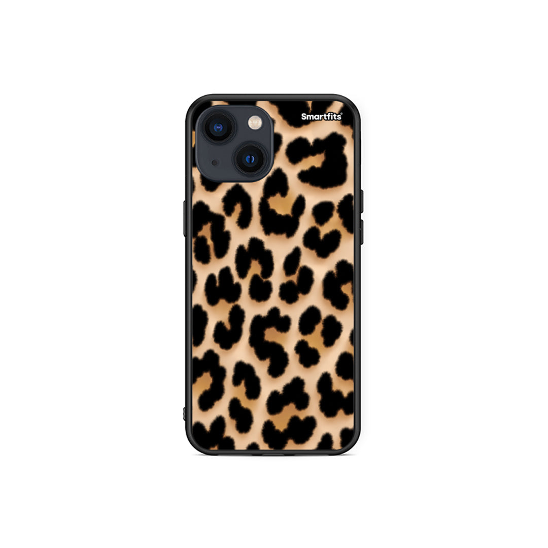 Θήκη iPhone 13 Mini Leopard Print Tan Large από τη Smartfits με σχέδιο στο πίσω μέρος και μαύρο περίβλημα | iPhone 13 Mini Leopard Print Tan Large case with colorful back and black bezels