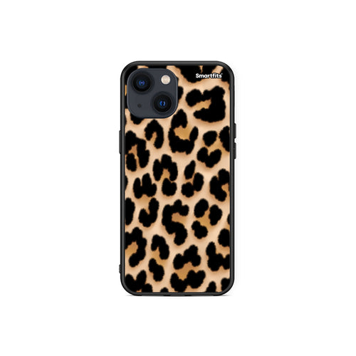 Θήκη iPhone 13 Mini Leopard Print Tan Large από τη Smartfits με σχέδιο στο πίσω μέρος και μαύρο περίβλημα | iPhone 13 Mini Leopard Print Tan Large case with colorful back and black bezels