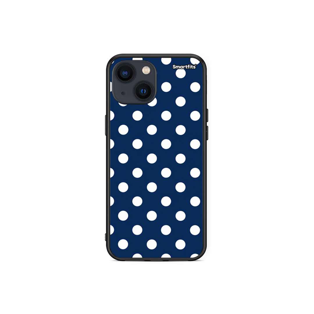 Θήκη iPhone 13 Mini White Large Polka Dots on Navy από τη Smartfits με σχέδιο στο πίσω μέρος και μαύρο περίβλημα | iPhone 13 Mini White Large Polka Dots on Navy case with colorful back and black bezels