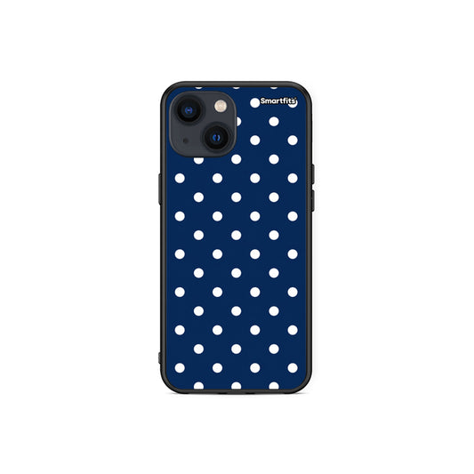 Θήκη iPhone 13 Mini White Small Polka Dots on Navy από τη Smartfits με σχέδιο στο πίσω μέρος και μαύρο περίβλημα | iPhone 13 Mini White Small Polka Dots on Navy case with colorful back and black bezels