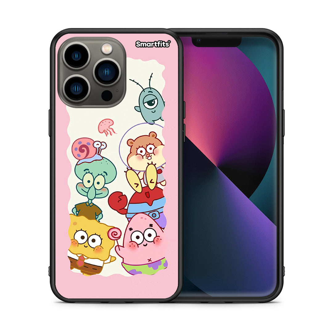 Θήκη iPhone 13 Pro Cute Companion από τη Smartfits με σχέδιο στο πίσω μέρος και μαύρο περίβλημα | iPhone 13 Pro Cute Companion case with colorful back and black bezels