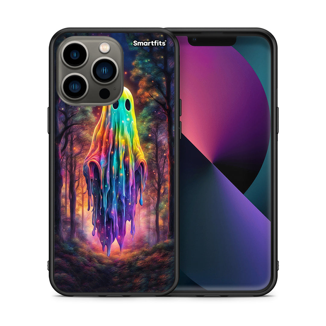 Θήκη iPhone 13 Pro Halloween Ghost από τη Smartfits με σχέδιο στο πίσω μέρος και μαύρο περίβλημα | iPhone 13 Pro Halloween Ghost case with colorful back and black bezels