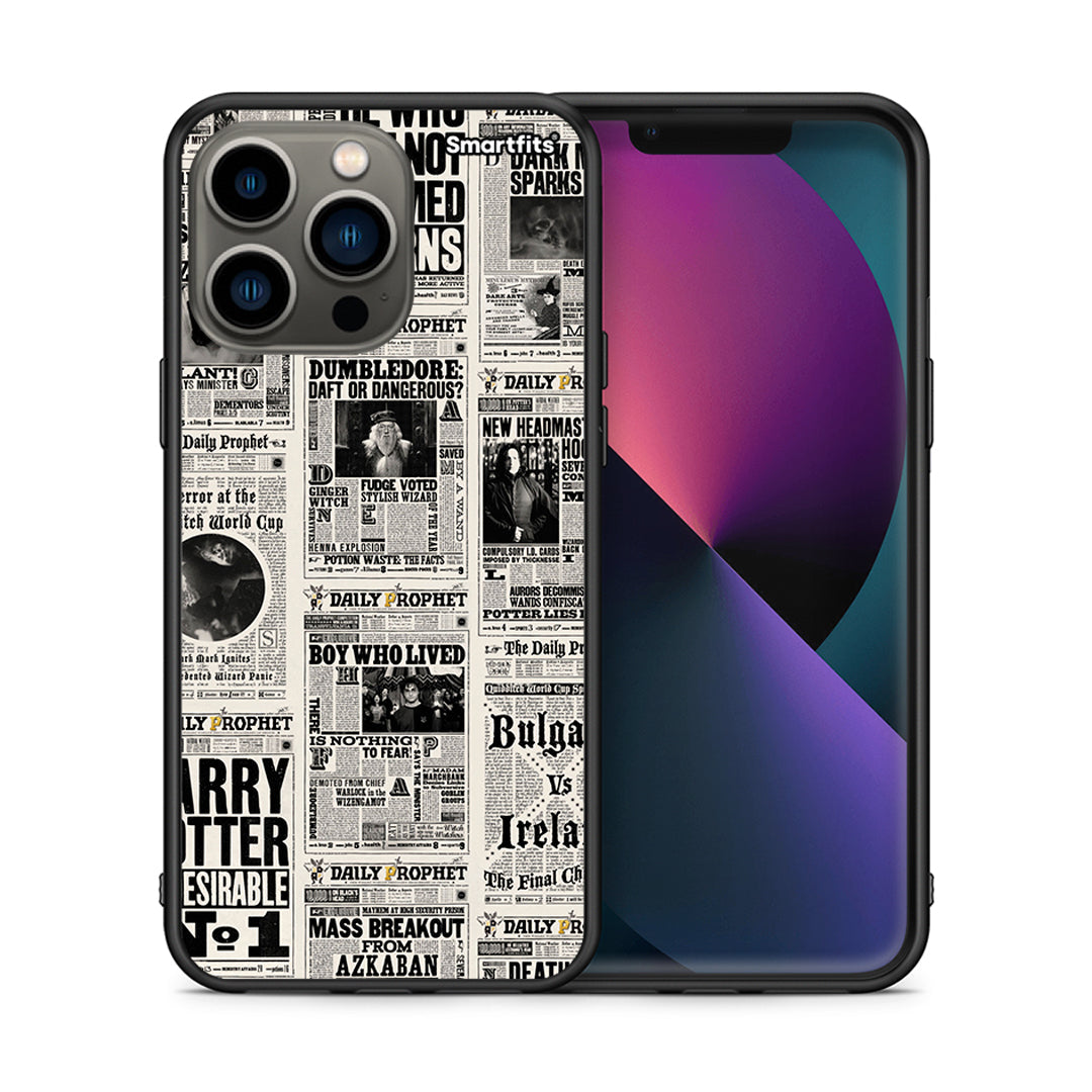 Θήκη iPhone 13 Pro Harry Paper από τη Smartfits με σχέδιο στο πίσω μέρος και μαύρο περίβλημα | iPhone 13 Pro Harry Paper case with colorful back and black bezels