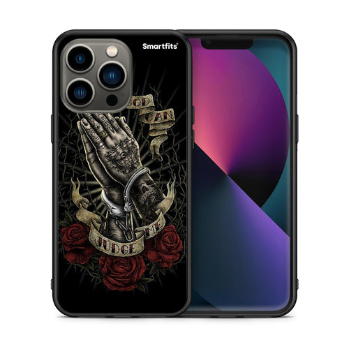 Θήκη iPhone 13 Pro Judge By God από τη Smartfits με σχέδιο στο πίσω μέρος και μαύρο περίβλημα | iPhone 13 Pro Judge By God case with colorful back and black bezels