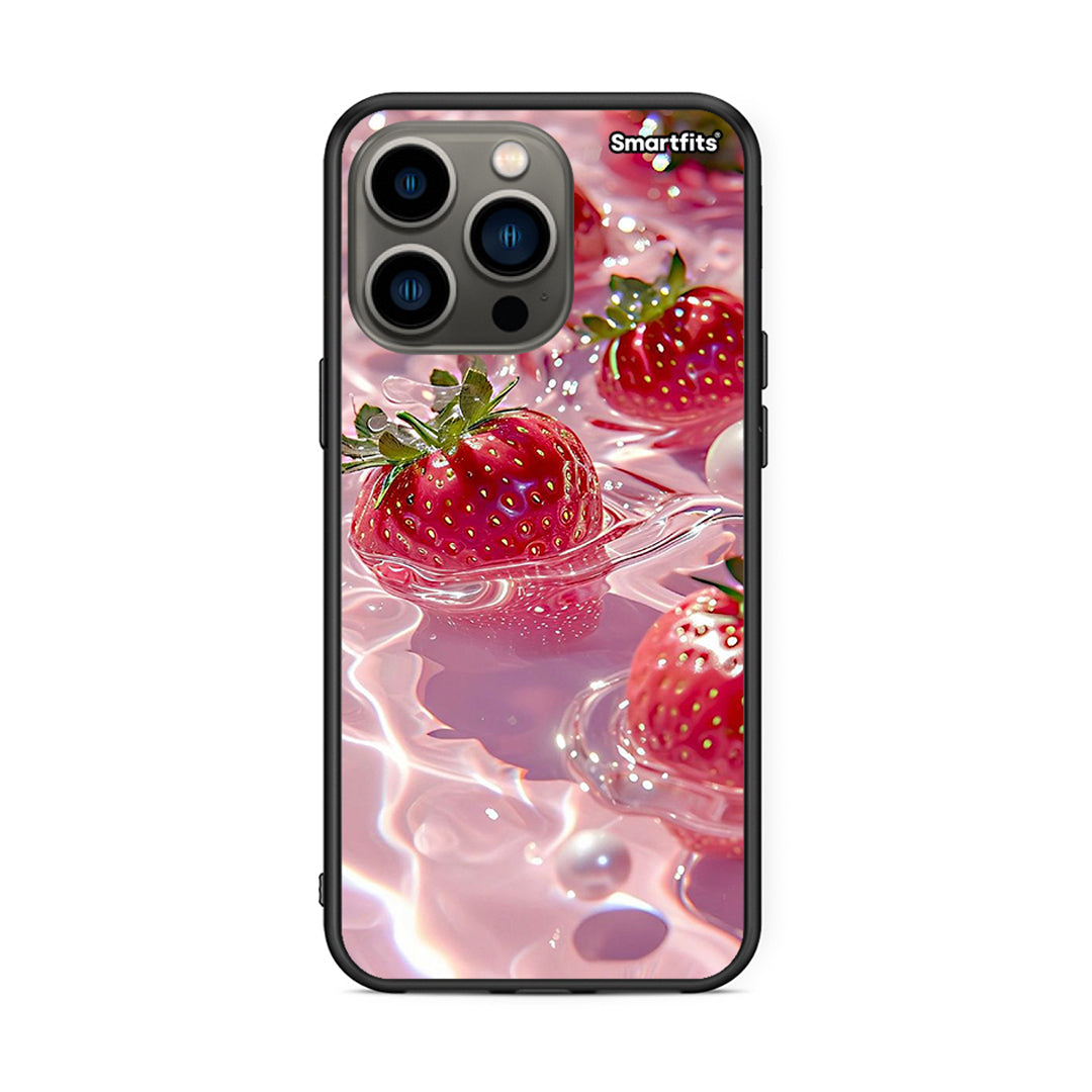 iPhone 13 Pro Juicy Strawberries θήκη από τη Smartfits με σχέδιο στο πίσω μέρος και μαύρο περίβλημα | Smartphone case with colorful back and black bezels by Smartfits