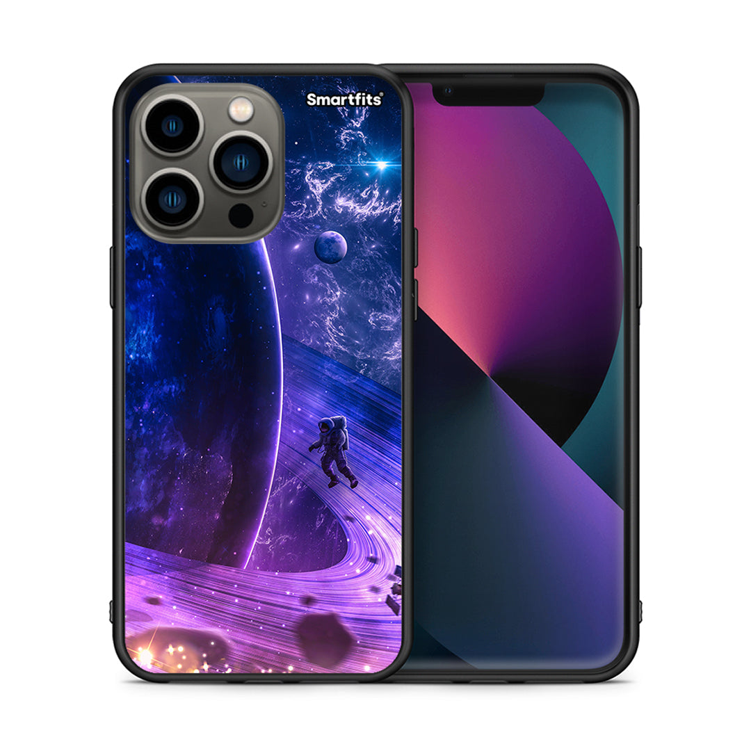 Θήκη iPhone 13 Pro Lost Astronaut από τη Smartfits με σχέδιο στο πίσω μέρος και μαύρο περίβλημα | iPhone 13 Pro Lost Astronaut case with colorful back and black bezels