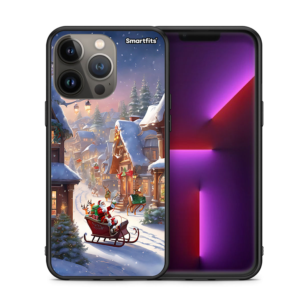 Θήκη iPhone 13 Pro Max Christmas Snow από τη Smartfits με σχέδιο στο πίσω μέρος και μαύρο περίβλημα | iPhone 13 Pro Max Christmas Snow case with colorful back and black bezels