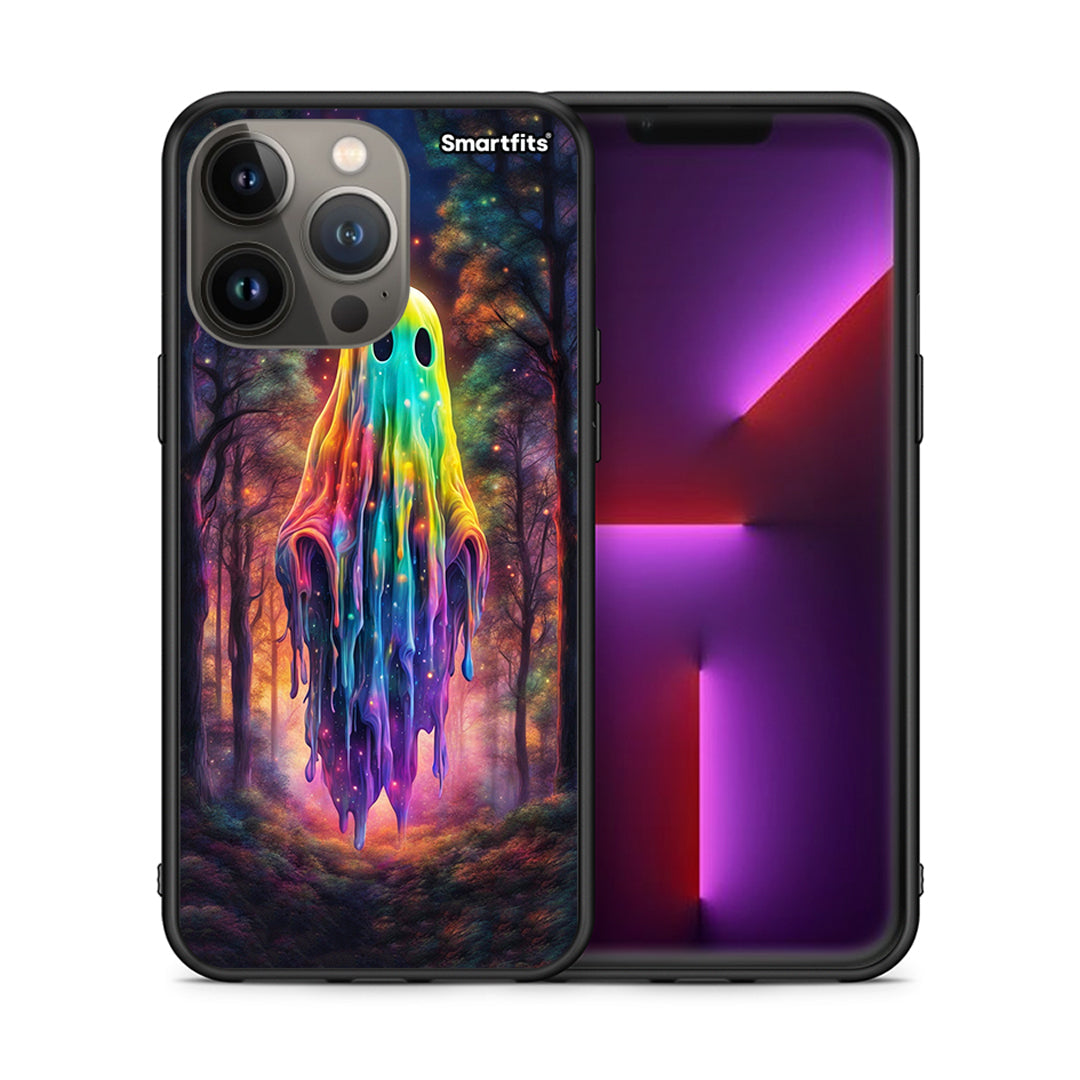 Θήκη iPhone 13 Pro Max Halloween Ghost από τη Smartfits με σχέδιο στο πίσω μέρος και μαύρο περίβλημα | iPhone 13 Pro Max Halloween Ghost case with colorful back and black bezels