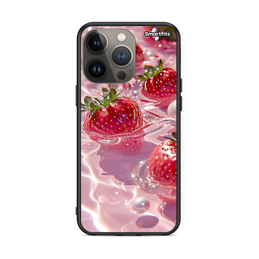 iPhone 13 Pro Max Juicy Strawberries θήκη από τη Smartfits με σχέδιο στο πίσω μέρος και μαύρο περίβλημα | Smartphone case with colorful back and black bezels by Smartfits