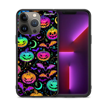 Θήκη iPhone 13 Pro Max Neon Halloween από τη Smartfits με σχέδιο στο πίσω μέρος και μαύρο περίβλημα | iPhone 13 Pro Max Neon Halloween case with colorful back and black bezels