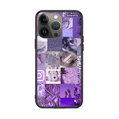 iPhone 13 Pro Max Purple Aesthetic Collage θήκη από τη Smartfits με σχέδιο στο πίσω μέρος και μαύρο περίβλημα | Smartphone case with colorful back and black bezels by Smartfits