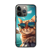 Thumbnail for iPhone 13 Pro Max Summer Cat θήκη από τη Smartfits με σχέδιο στο πίσω μέρος και μαύρο περίβλημα | Smartphone case with colorful back and black bezels by Smartfits