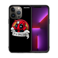 Thumbnail for Θήκη iPhone 13 Pro Max Unicorn Deadpool από τη Smartfits με σχέδιο στο πίσω μέρος και μαύρο περίβλημα | iPhone 13 Pro Max Unicorn Deadpool case with colorful back and black bezels