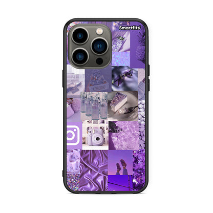 iPhone 13 Pro Purple Aesthetic Collage θήκη από τη Smartfits με σχέδιο στο πίσω μέρος και μαύρο περίβλημα | Smartphone case with colorful back and black bezels by Smartfits