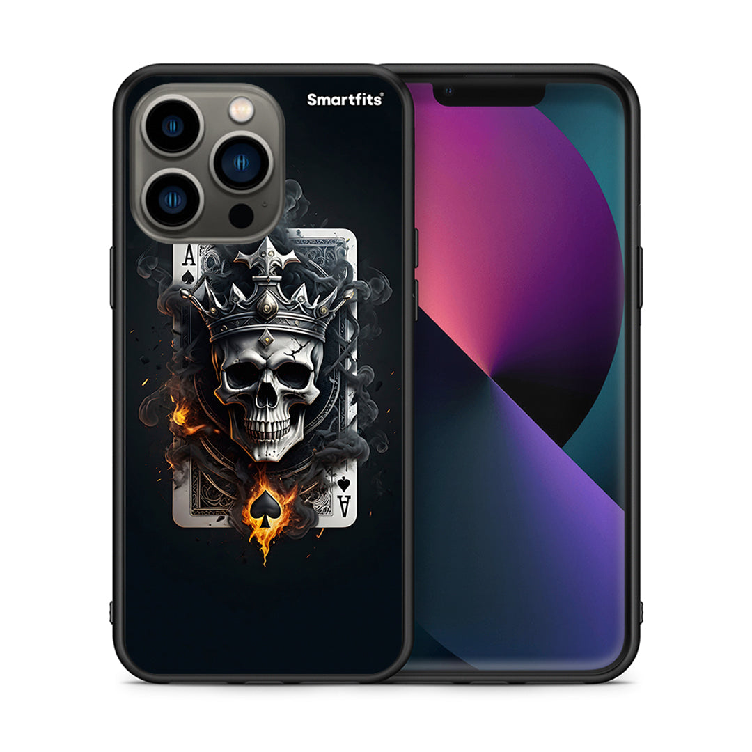 Θήκη iPhone 13 Pro Skull King Ace από τη Smartfits με σχέδιο στο πίσω μέρος και μαύρο περίβλημα | iPhone 13 Pro Skull King Ace case with colorful back and black bezels