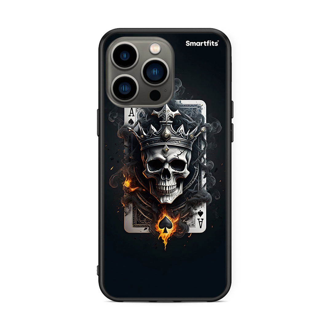 iPhone 13 Pro Skull King Ace θήκη από τη Smartfits με σχέδιο στο πίσω μέρος και μαύρο περίβλημα | Smartphone case with colorful back and black bezels by Smartfits
