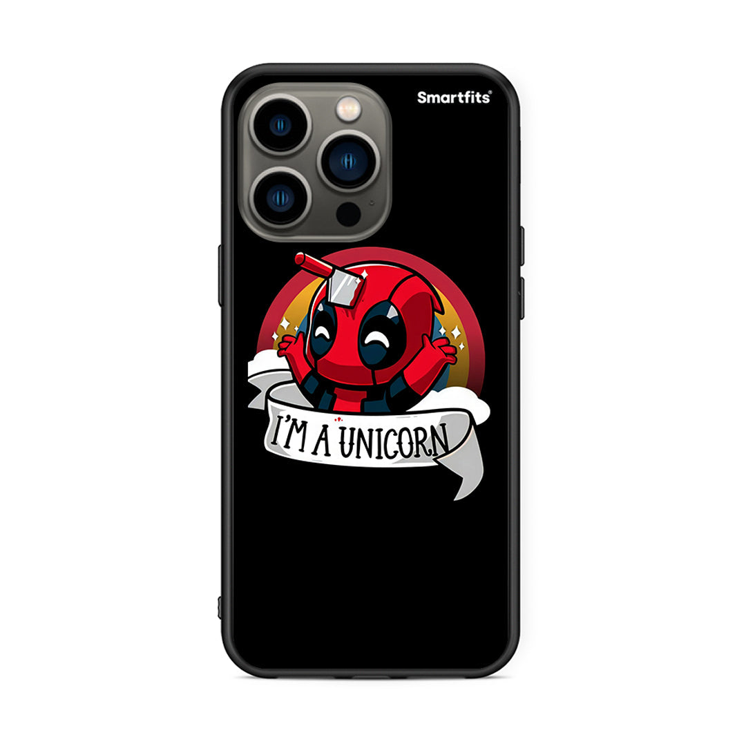 iPhone 13 Pro Unicorn Deadpool θήκη από τη Smartfits με σχέδιο στο πίσω μέρος και μαύρο περίβλημα | Smartphone case with colorful back and black bezels by Smartfits