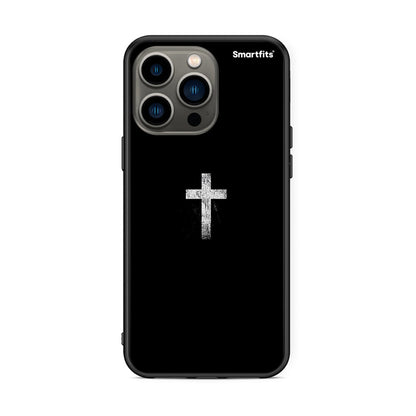 iPhone 13 Pro White Cross θήκη από τη Smartfits με σχέδιο στο πίσω μέρος και μαύρο περίβλημα | Smartphone case with colorful back and black bezels by Smartfits