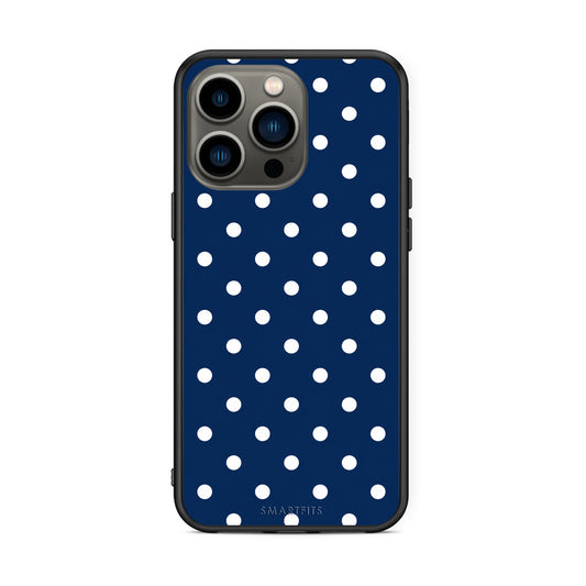 Θήκη iPhone 13 Pro White Small Polka Dots on Navy από τη Smartfits με σχέδιο στο πίσω μέρος και μαύρο περίβλημα | iPhone 13 Pro White Small Polka Dots on Navy case with colorful back and black bezels