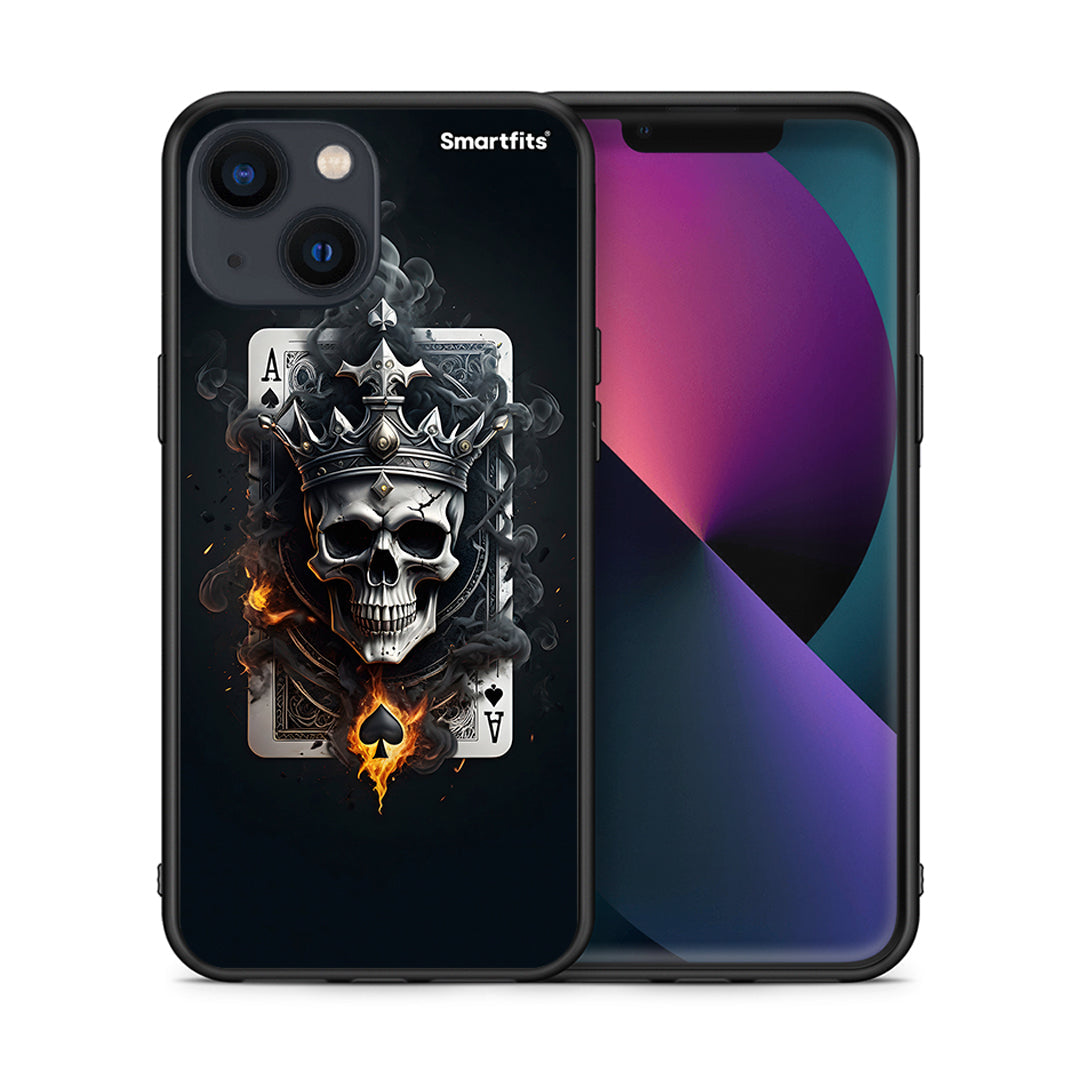 Θήκη iPhone 13 Skull King Ace από τη Smartfits με σχέδιο στο πίσω μέρος και μαύρο περίβλημα | iPhone 13 Skull King Ace case with colorful back and black bezels