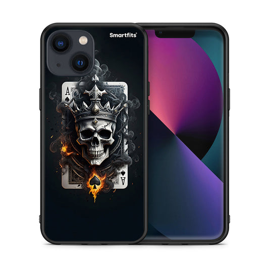 Θήκη iPhone 13 Skull King Ace από τη Smartfits με σχέδιο στο πίσω μέρος και μαύρο περίβλημα | iPhone 13 Skull King Ace case with colorful back and black bezels
