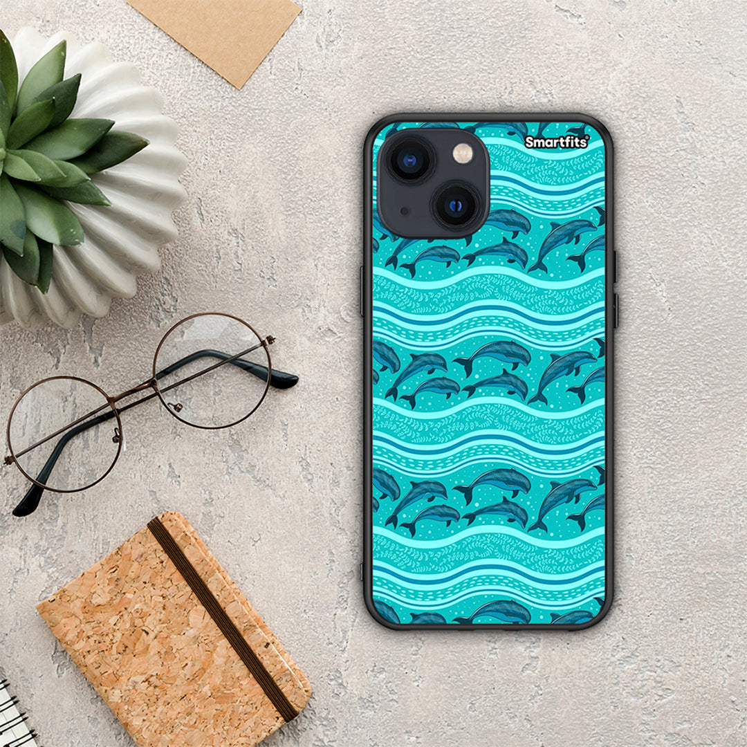 Swimming Dolphins - iPhone 13 Mini θήκη