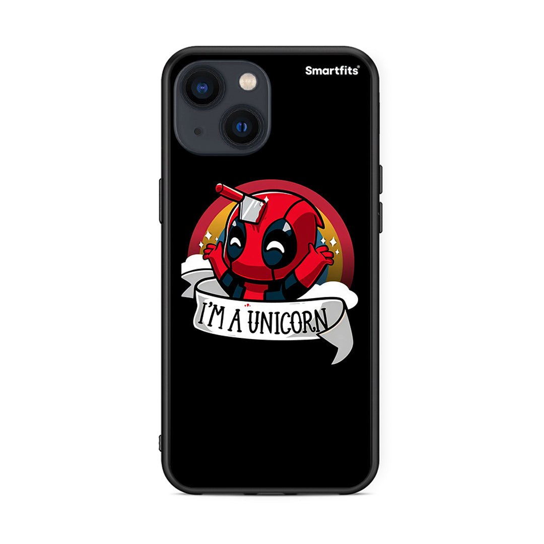 iPhone 13 Mini Unicorn Deadpool θήκη από τη Smartfits με σχέδιο στο πίσω μέρος και μαύρο περίβλημα | Smartphone case with colorful back and black bezels by Smartfits