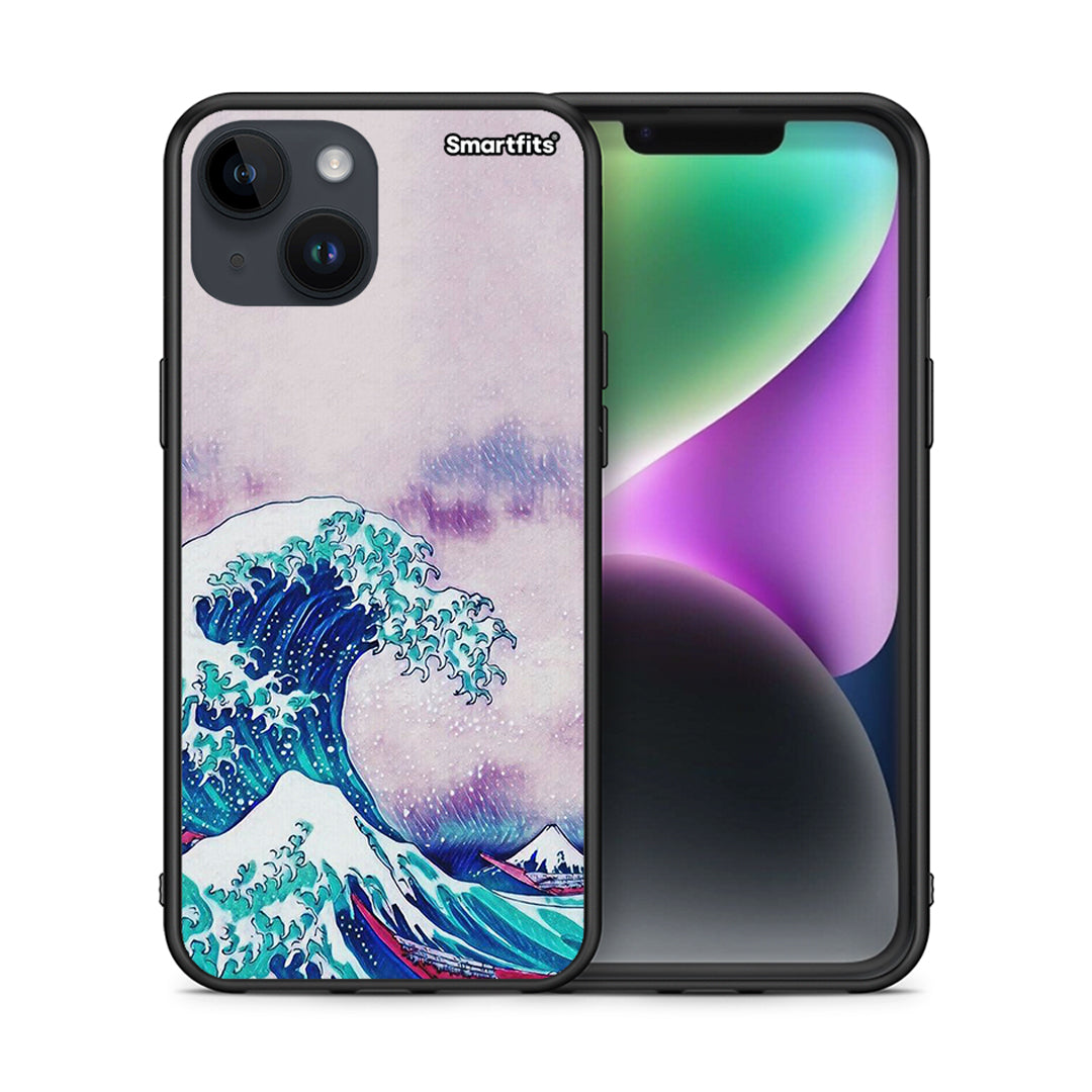 Θήκη iPhone 15 Blue Waves από τη Smartfits με σχέδιο στο πίσω μέρος και μαύρο περίβλημα | iPhone 15 Blue Waves case with colorful back and black bezels