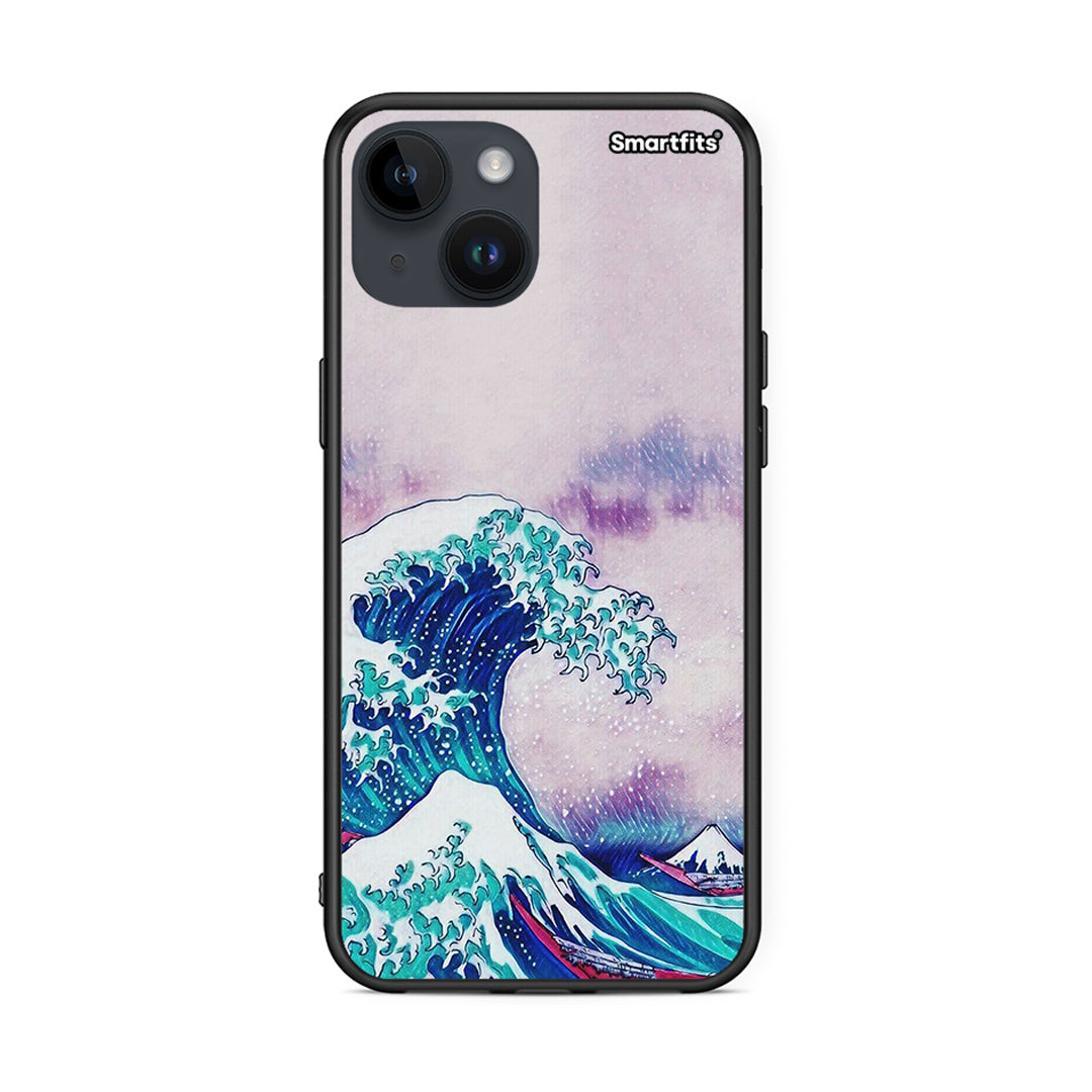 iPhone 15 Blue Waves θήκη από τη Smartfits με σχέδιο στο πίσω μέρος και μαύρο περίβλημα | Smartphone case with colorful back and black bezels by Smartfits