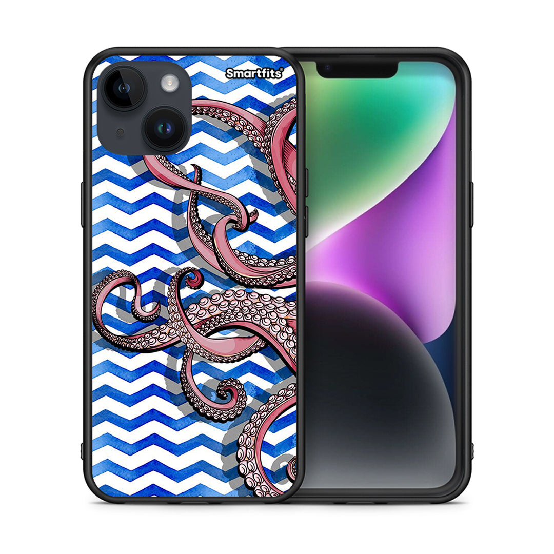 Θήκη iPhone 15 Chevron Devilfish από τη Smartfits με σχέδιο στο πίσω μέρος και μαύρο περίβλημα | iPhone 15 Chevron Devilfish case with colorful back and black bezels