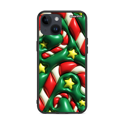 iPhone 15 Christmas Bubbles θήκη από τη Smartfits με σχέδιο στο πίσω μέρος και μαύρο περίβλημα | Smartphone case with colorful back and black bezels by Smartfits