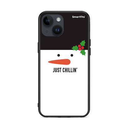 iPhone 15 Christmas Chillin θήκη από τη Smartfits με σχέδιο στο πίσω μέρος και μαύρο περίβλημα | Smartphone case with colorful back and black bezels by Smartfits