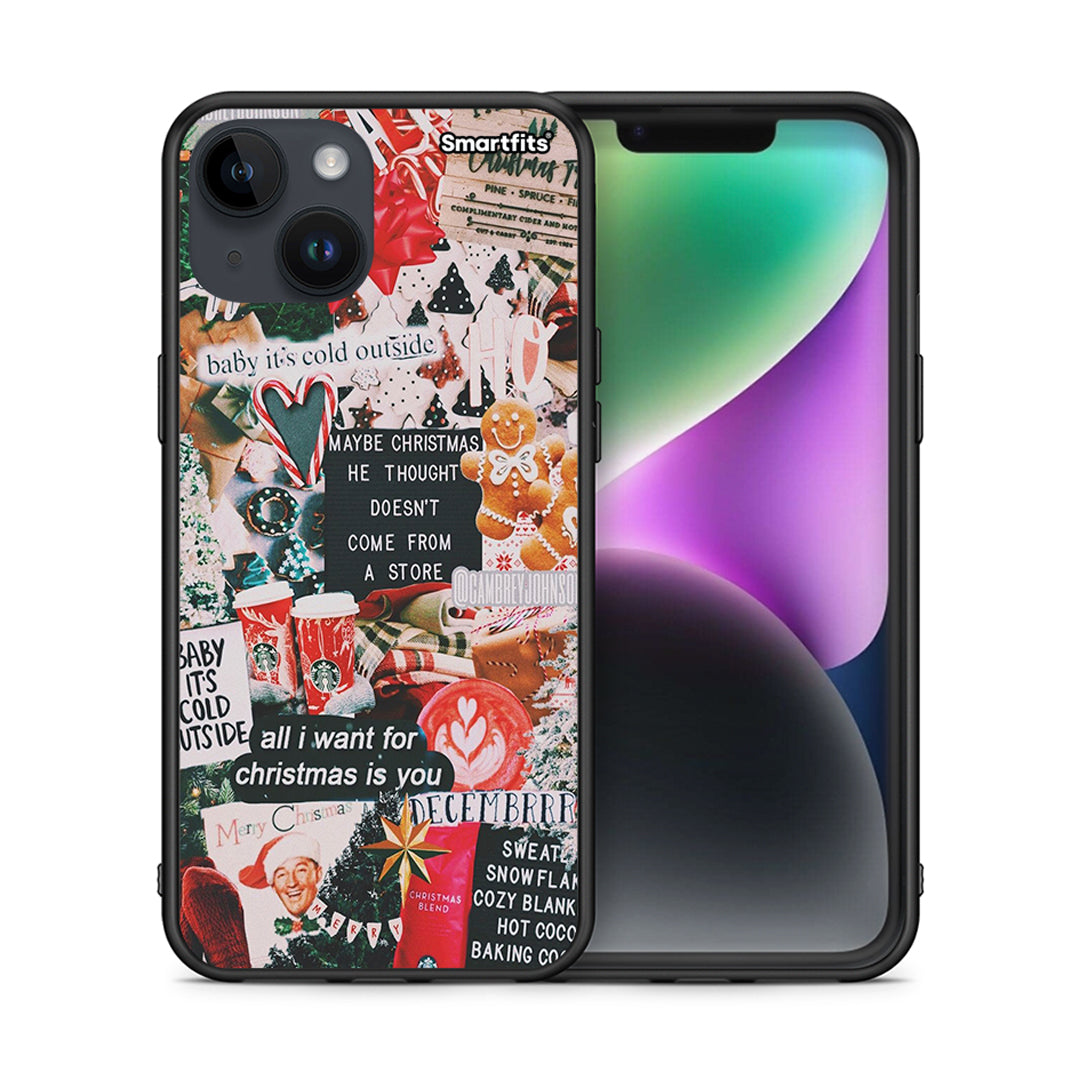 Θήκη iPhone 15 Christmas Happiness από τη Smartfits με σχέδιο στο πίσω μέρος και μαύρο περίβλημα | iPhone 15 Christmas Happiness case with colorful back and black bezels