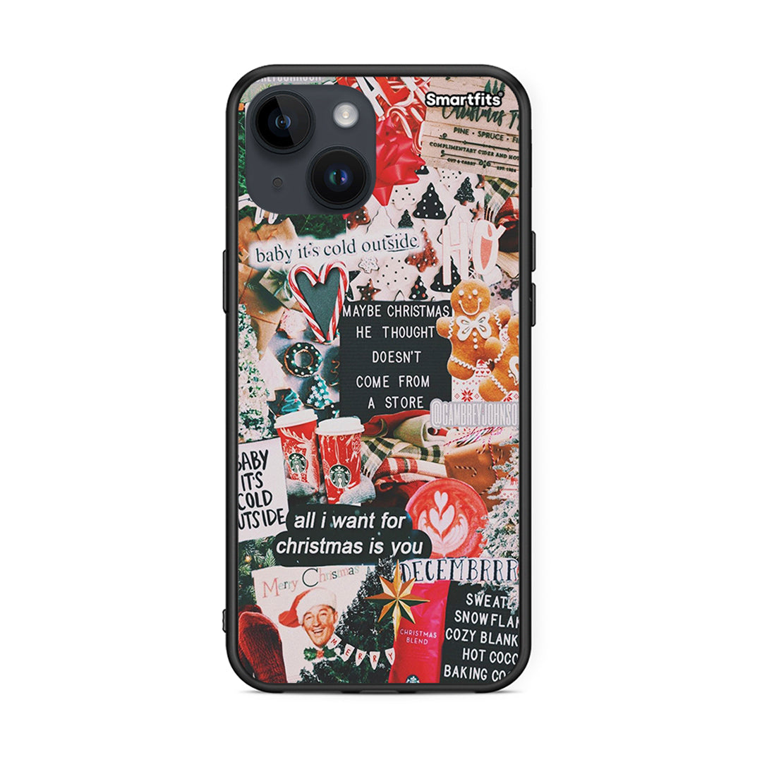 iPhone 15 Christmas Happiness θήκη από τη Smartfits με σχέδιο στο πίσω μέρος και μαύρο περίβλημα | Smartphone case with colorful back and black bezels by Smartfits