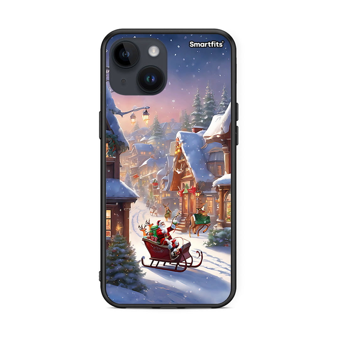 iPhone 14 Christmas Snow θήκη από τη Smartfits με σχέδιο στο πίσω μέρος και μαύρο περίβλημα | Smartphone case with colorful back and black bezels by Smartfits
