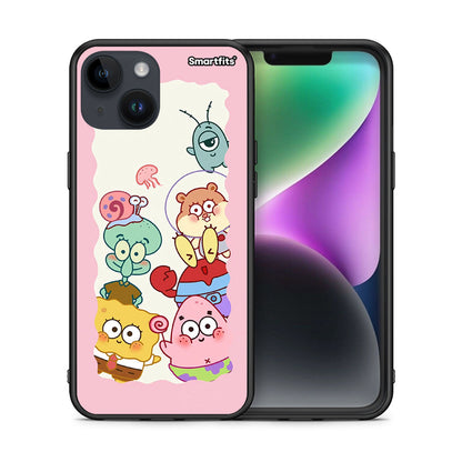 Θήκη iPhone 15 Cute Companion από τη Smartfits με σχέδιο στο πίσω μέρος και μαύρο περίβλημα | iPhone 15 Cute Companion case with colorful back and black bezels