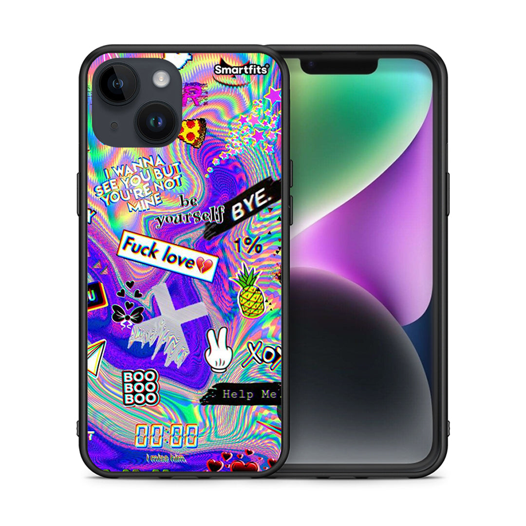 Θήκη iPhone 15 Game Over από τη Smartfits με σχέδιο στο πίσω μέρος και μαύρο περίβλημα | iPhone 15 Game Over case with colorful back and black bezels