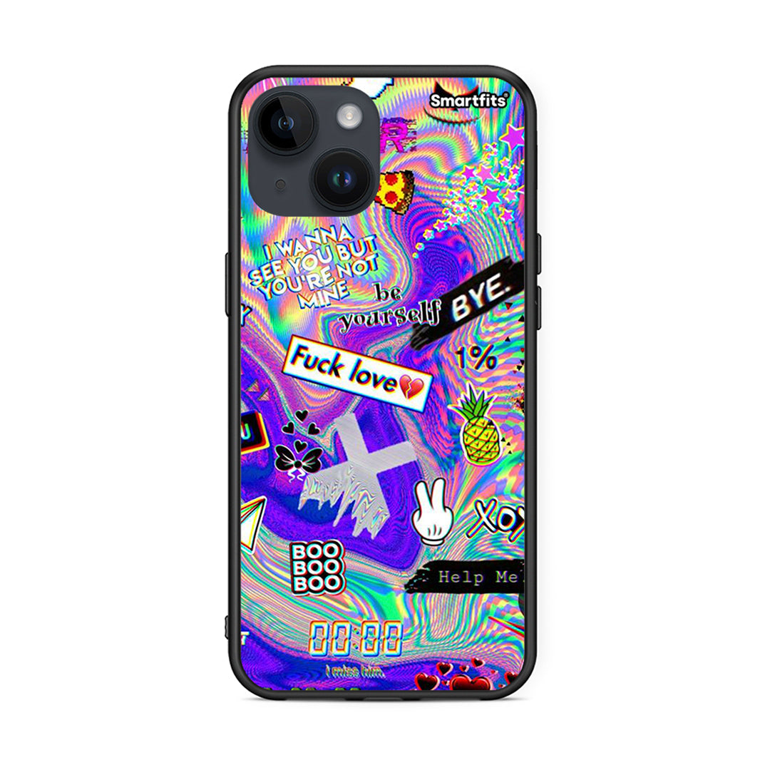 iPhone 15 Game Over θήκη από τη Smartfits με σχέδιο στο πίσω μέρος και μαύρο περίβλημα | Smartphone case with colorful back and black bezels by Smartfits