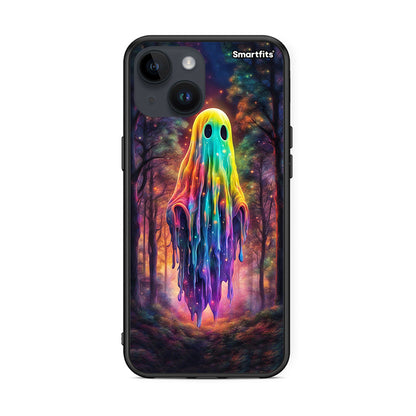 iPhone 15 Halloween Ghost θήκη από τη Smartfits με σχέδιο στο πίσω μέρος και μαύρο περίβλημα | Smartphone case with colorful back and black bezels by Smartfits