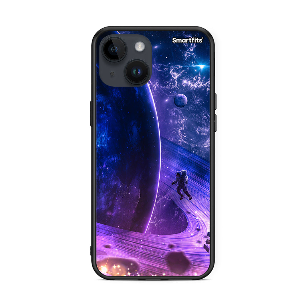 iPhone 14 Lost Astronaut θήκη από τη Smartfits με σχέδιο στο πίσω μέρος και μαύρο περίβλημα | Smartphone case with colorful back and black bezels by Smartfits